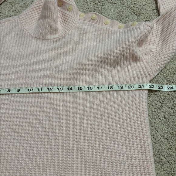 Garnet Hill | Pink Recycled Cashmere Turtleneck Button Side Sz M - Picture 9 of 10